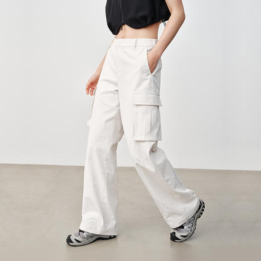 【麻感工装裤】SPS休闲防透不易皱十分直筒裤simplepiecesS42P031 商品图2