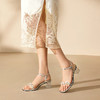 千百度透明水钻一字带凉鞋女粗高跟配裙子时装凉鞋A25329103 商品缩略图4