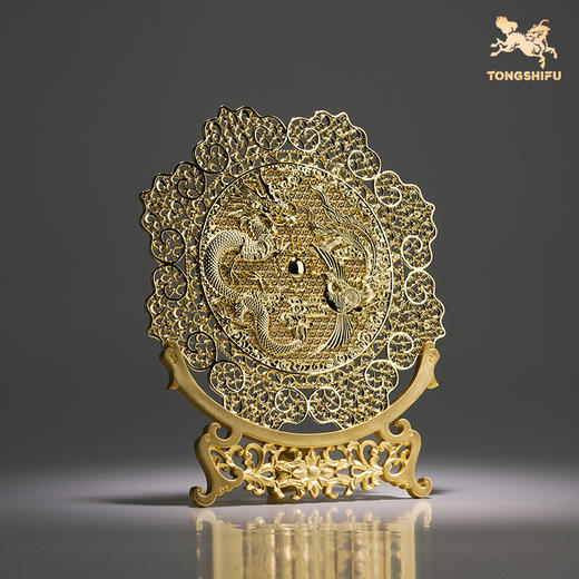 铜师傅《花丝龙凤盘》客厅桌面铜镜子摆件 家居装饰工艺品礼品 商品图2