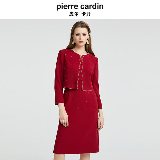 皮尔卡丹女装时尚假两件修身礼服连衣裙P4303E4997T0 商品图3