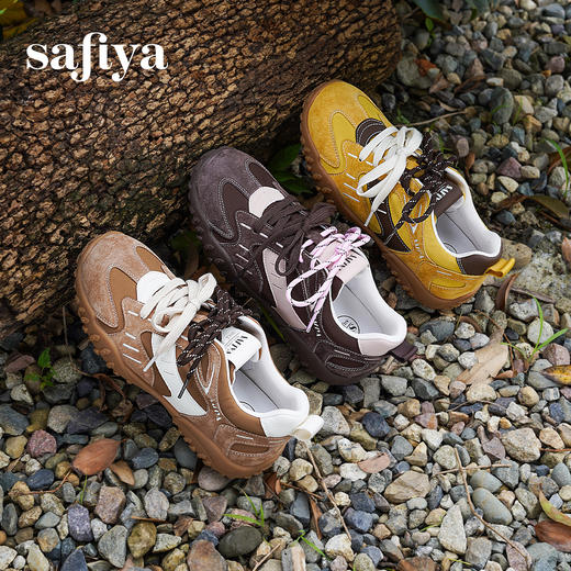 Safiya/索菲娅2025撞色复古双系带透气户外轻便休闲阿甘德训鞋SFD3112426 商品图7