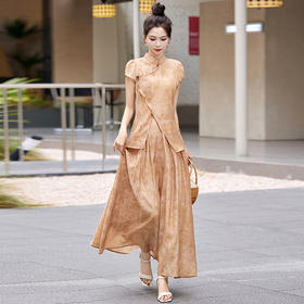 气质立领上衣收腰显瘦，半身裙套装两件套裙HR-SNX2967