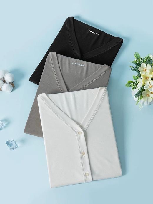 【醋酸外穿】SCHIESSER德国舒雅女士醋酸罗纹V领外穿上衣31/25044U 商品图2