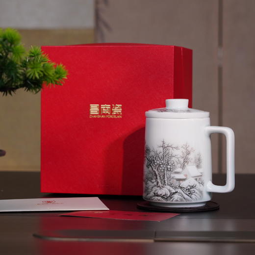 昌南大师景德镇陶瓷《瑞雪兆丰年》茶水分离杯 商品图0
