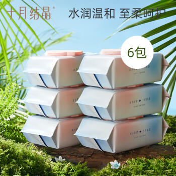 十月结晶婴儿湿巾80抽*6包 新生儿手口专用带盖水润温和湿纸巾 商品图3