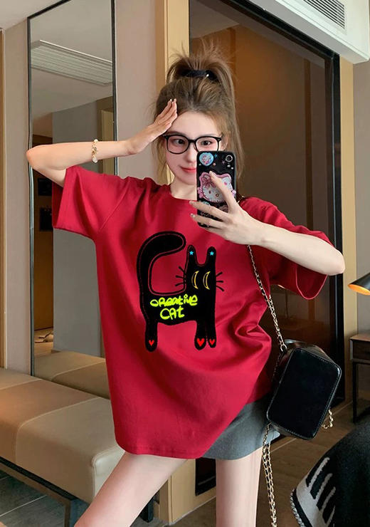 89元两件！🔥2025不一样的印花T恤,升级版【纯棉好运印花T恤】印花设计巨好看，转爆回头率 ✅三季皆可穿 简单又百搭最 商品图2