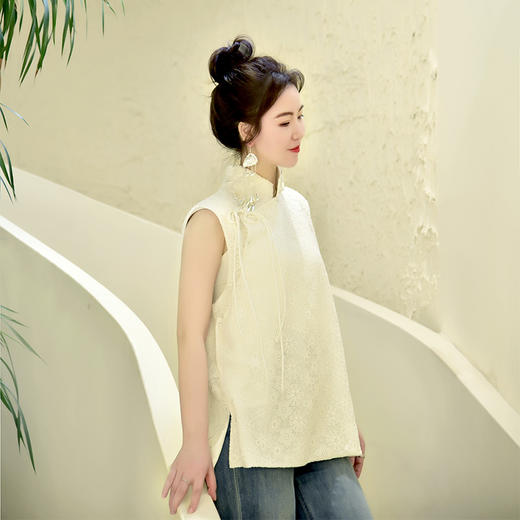 ST.SANLI【定制系列】新中式立领盘扣马甲GA122R32 商品图2