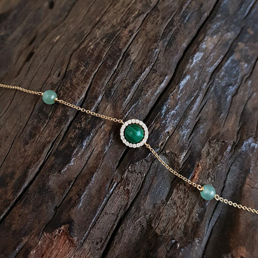 【天然正品】LOLA ROSE AU750黄金时尚经典款孔雀石钻石手链20CM（长度可调节）女士现售价：2180！290425NJS25 商品图5