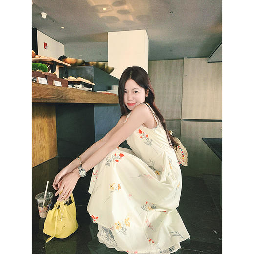 <曾小咸推荐>法式温柔风植物印花无袖连衣裙 商品图1