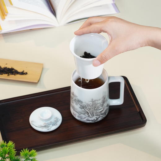 昌南大师景德镇陶瓷《瑞雪兆丰年》茶水分离杯 商品图3