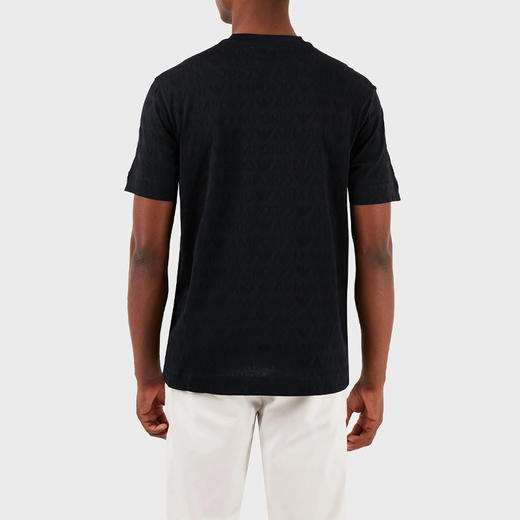 EMPORIO ARMANI 阿玛尼 男士字母徽标压花棉质圆领短袖T恤 深蓝色 3D1TH5 1JORZ 0920 商品图2