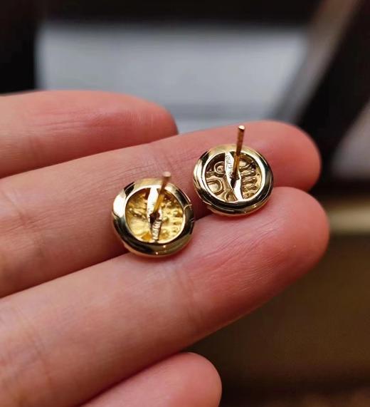 古董科沁金币镶钻耳钉 商品图4