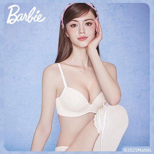 好奇蜜斯芭比联名内衣女小胸聚拢显大无痕蕾丝文胸罩套装夏无钢圈  塔娜 商品图0