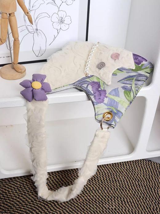 裁缝学苑AS489迷你可爱雪纺猫咪腋下包春夏新款紫色鸢尾花斜挎包 商品图4