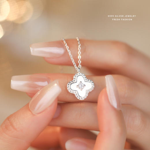 【四叶清辉】s999纯银四叶草项链【YXS-A4169】 商品图3