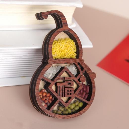 【五谷丰登葫芦】真粮食可晃动 木质葫芦福禄冰箱贴创意立体磁贴 商品图0