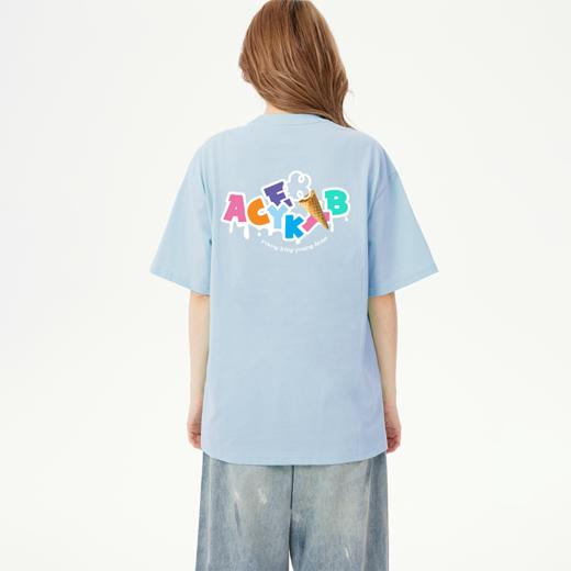 YKYB黄子韬短袖T恤柔软肤透气落肩宽松慵懒风冰淇淋云朵上衣Y52NDT101 商品图3