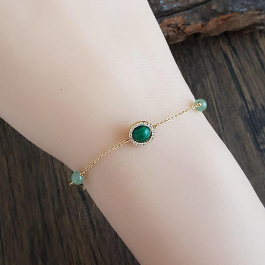 【天然正品】LOLA ROSE AU750黄金时尚经典款孔雀石钻石手链20CM（长度可调节）女士现售价：2180！290425NJS25 商品图6