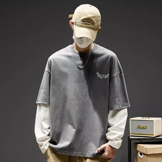 裁缝学苑MQ67圆领假两件卫衣纸样男装长袖T恤样板版型图纸 商品图1