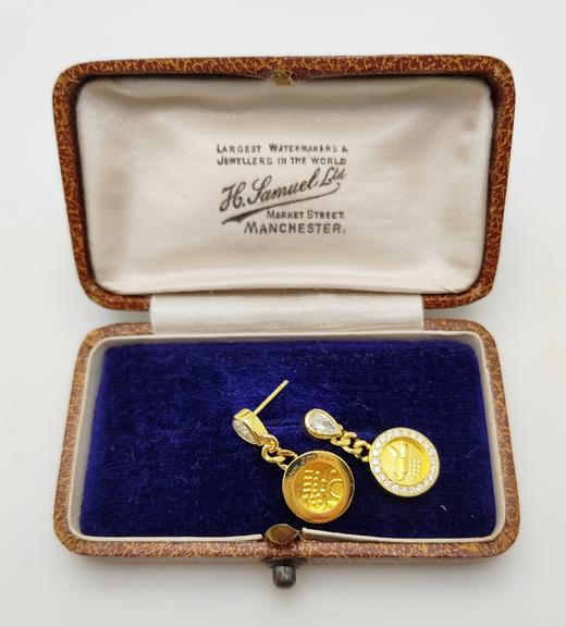 古董科沁金币黄金配钻石耳环 商品图4