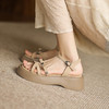 阿么手工女鞋舒适厚底松糕鞋配裙子复古一字带夏季凉鞋软底5.5CM 商品缩略图3