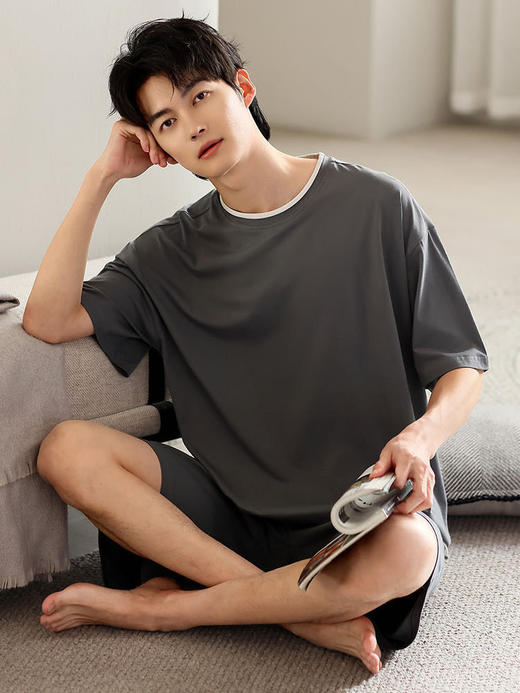 太夸张了‼️真的比裸睡还要舒爽🍃【会“呼吸”莫代尔男士家居服套装】自带凉感面料，承包了整个夏季的睡衣 商品图3