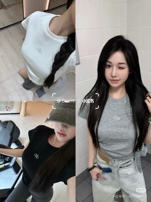 Alo新款三色短款修身T恤 商品图0