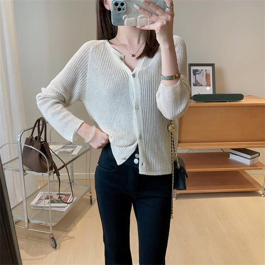 直发【A905】天丝莱赛尔亚麻手工镂空针织空调衫防晒衫 商品图7