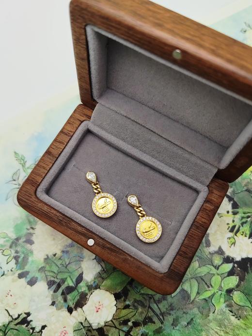 古董科沁金币黄金配钻石耳环 商品图2