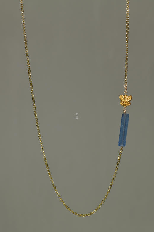 蓝琉璃银鎏金饕餮长链 商品图4