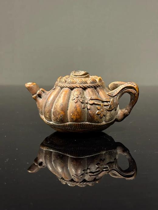 黄杨木雕梅花纹茶壶形摆件，顺丰包邮 商品图11