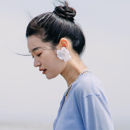 绽放/KS059手工钩针编织花朵耳钉 商品图1