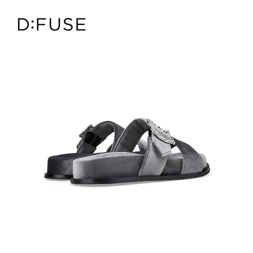 Dfuse迪芙斯2025夏季新款丝绒钻扣拖鞋厚底外穿博肯鞋凉拖DFD2110130 商品图13