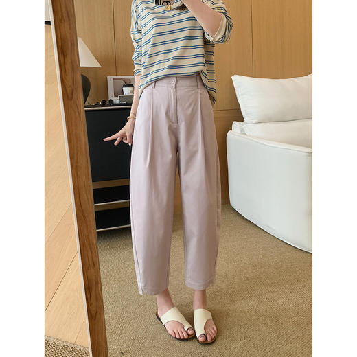 芋泥bobo裤！2025定织天丝棉弧形剪裁侧开叉茧形裤九分休闲裤！ 商品图5