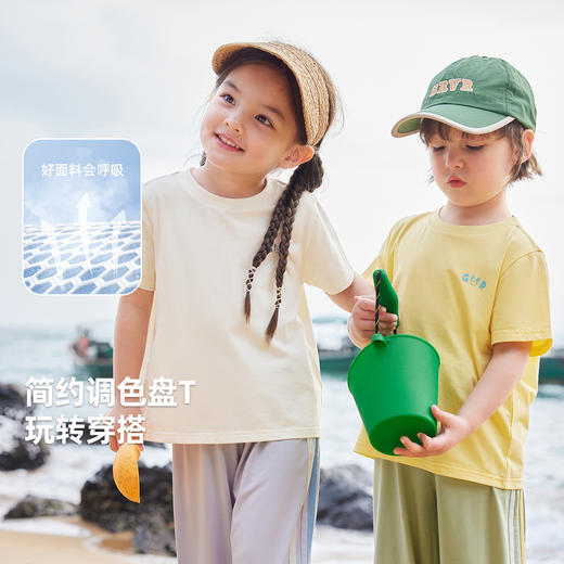 嘟嘟家儿童短袖t恤韩版卡通男童体恤夏季女童上衣纯色薄款童装潮 商品图0