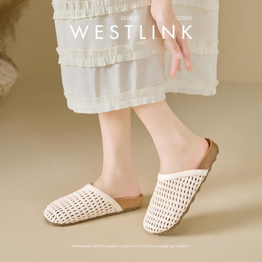 西遇包头半拖鞋女夏季外穿新款镂空网面勃肯鞋一脚蹬凉拖鞋V1156801 商品图3