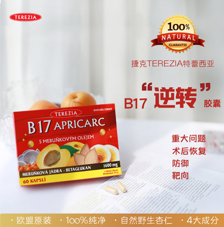 捷克特蕾西亚免疫4重奏 B17杏仁灵芝胶囊60粒！加强抵抗力术后补充能量防大疾