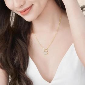 FANCI 范琦 锁幸系列 相见欢项链 满钻镶嵌白色锆石吊坠 小众平安锁设计锁骨链