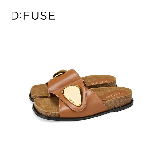 Dfuse迪芙斯2025夏季新款复古拖鞋金属扣一字带勃肯鞋凉拖女鞋DFD2110056 商品图8