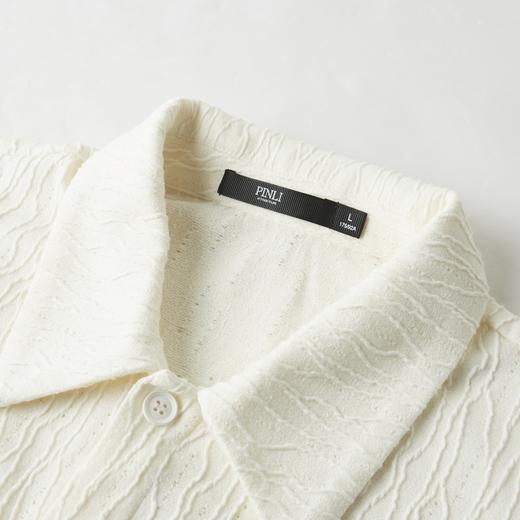 PINLI品立2025夏季新款双鸟贴布绣针织衬衫男士潮牌宽松短袖衬衣B252113063 商品图2