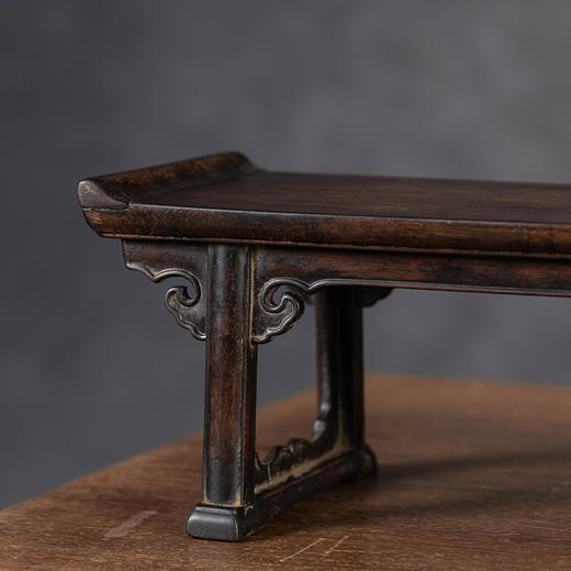 清	黄花梨夹头榫如意云纹一块玉翘头案中案摆件 商品图2