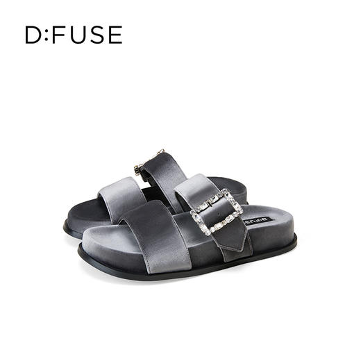 Dfuse迪芙斯2025夏季新款丝绒钻扣拖鞋厚底外穿博肯鞋凉拖DFD2110130 商品图12