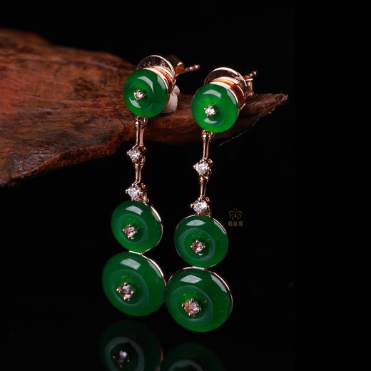 【事事圆满】满绿翡翠耳坠小EZ12504017W 商品图2