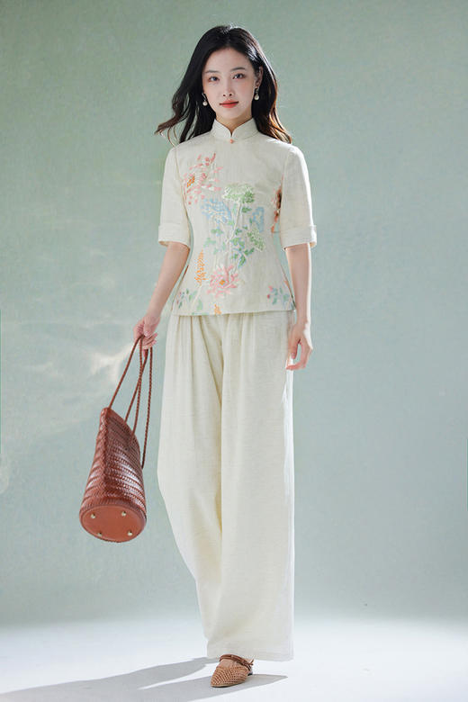 逸红颜明月优选#天然棉麻裤「松弛裤」原生棉麻显瘦叠褶，保留夏日的每一份松弛感 商品图1