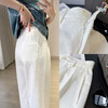 大表姐花边小白裤！2025天丝麻棉白色休闲裤夏季遮肉9分阔腿裤！ 商品缩略图2