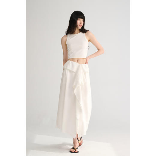 MAISON CECILE 法式极简立体荷叶边设计感开衩半身裙长款 商品图0