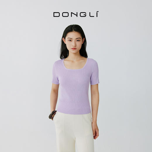 东黎 • 岛屿假日—万能公式 桑蚕丝山羊绒女士春夏精纺方领女短袖 4080 商品图2