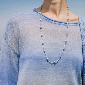 C-KS067满天星灰珍珠长条项链8mm左右微瑕