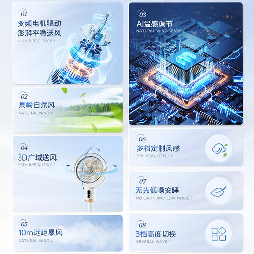 Morphyrichards摩飞直流变频电风扇可升降循环扇MR3702 椰奶白 商品图4