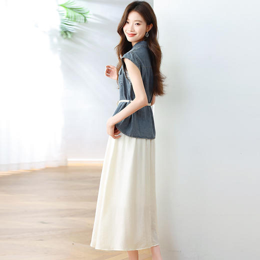 韩版百搭时尚牛仔两件套2025新款气质显瘦衬衫搭高腰半身裙套装XYFS6793 商品图2